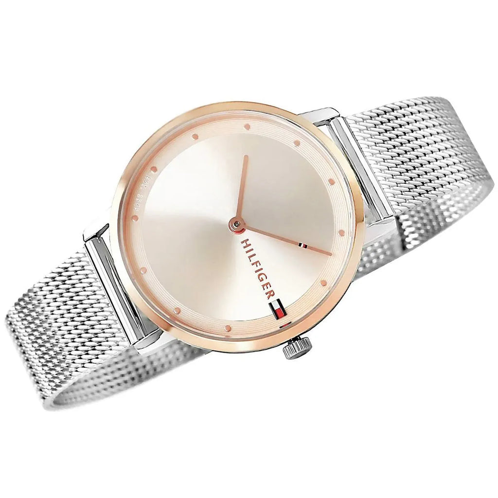 Tommy Hilfiger Pippa 1782151 Silver Case Rose Gold Dial Silver Mesh Women's Watch