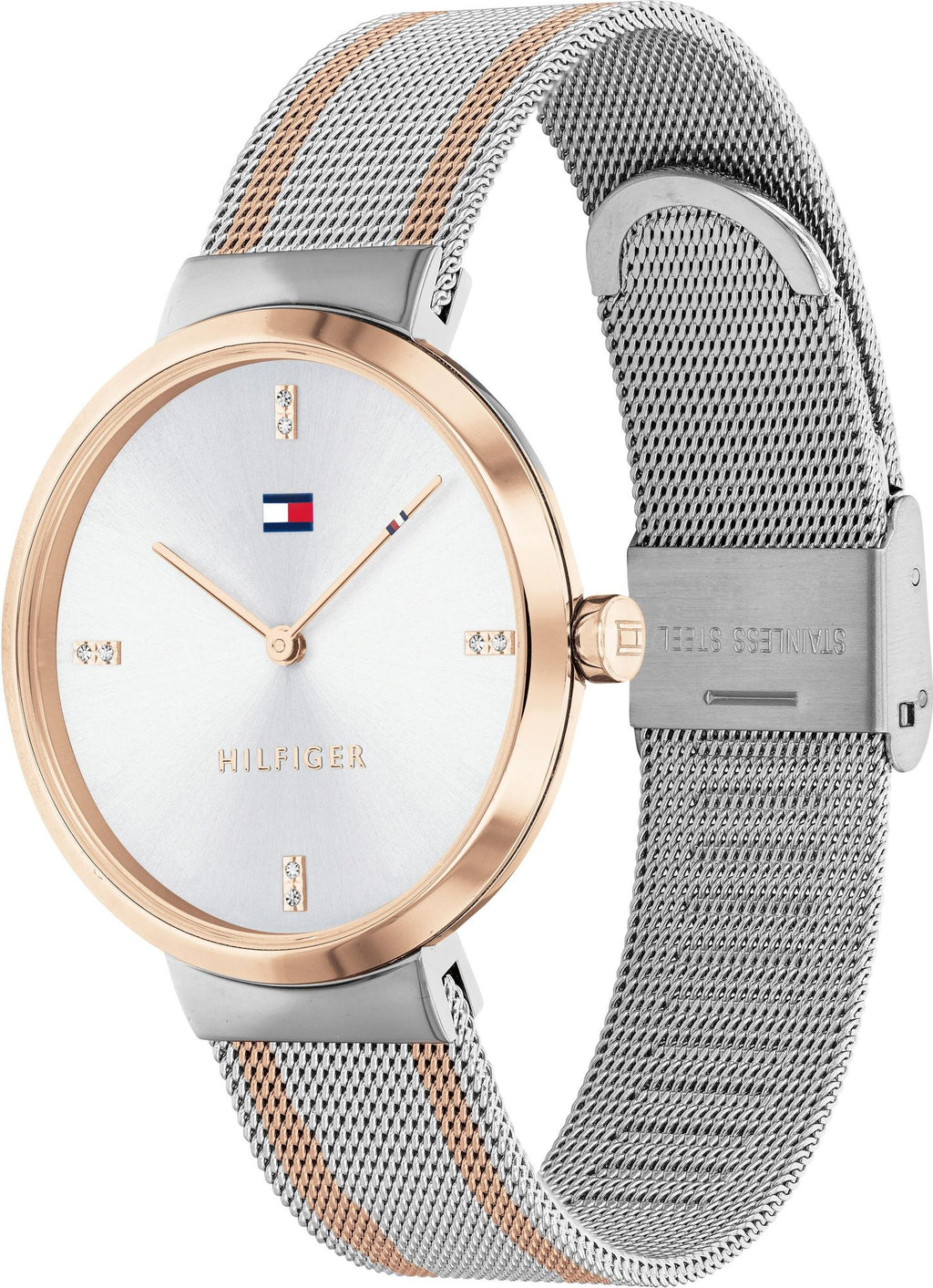 Tommy Hilfiger Liberty 1782221 Two-Tone Silver & Rose Gold Mesh Women's Watch