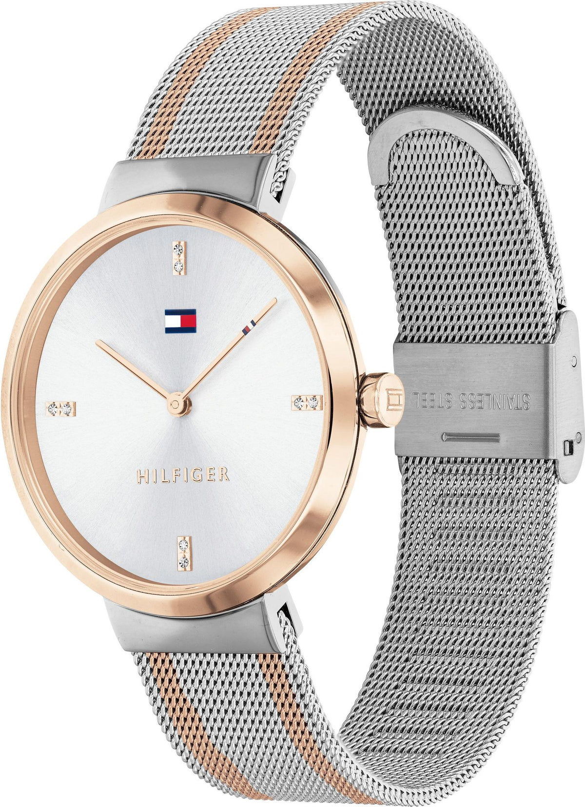 Tommy Hilfiger Liberty 1782221 Two-Tone Silver & Rose Gold Mesh Women's Watch