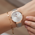 Tommy Hilfiger Liberty 1782221 Two-Tone Silver & Rose Gold Mesh Women's Watch