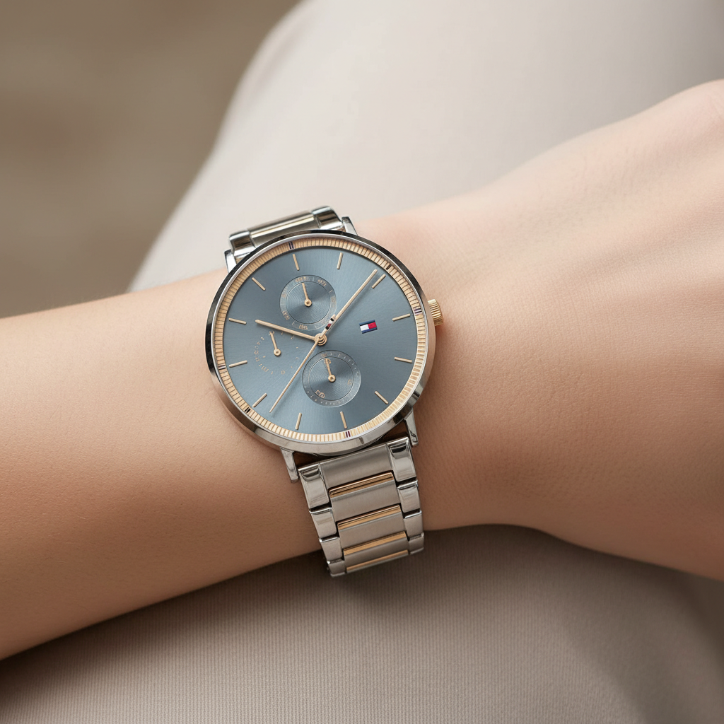 Tommy Hilfiger Jenna 1782298 Two-Tone Silver & Rose Gold Blue Dial Women's Watch