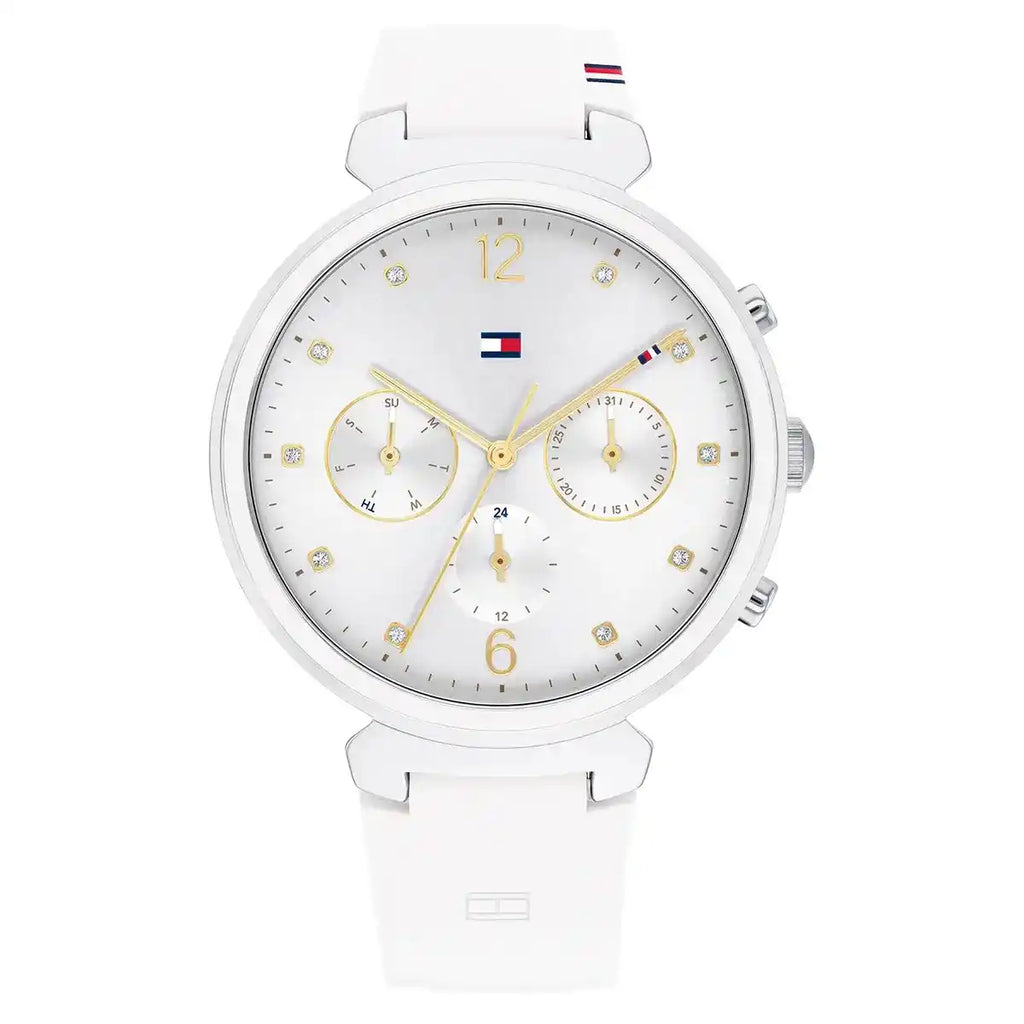 Tommy Hilfiger Ivy 1782342 Women's Silver Case White Dial White Rubber Watch