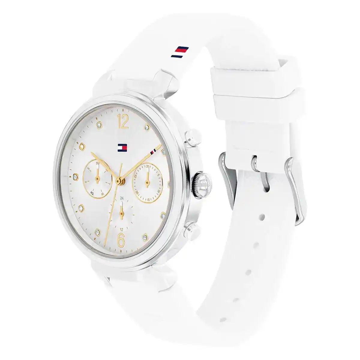 Tommy Hilfiger Ivy 1782342 Women's Silver Case White Dial White Rubber Watch