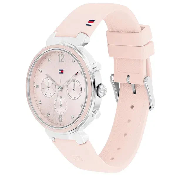 Tommy Hilfiger Lori 1782343 Women's Silver Case Pink Dial Pink Rubber Watch