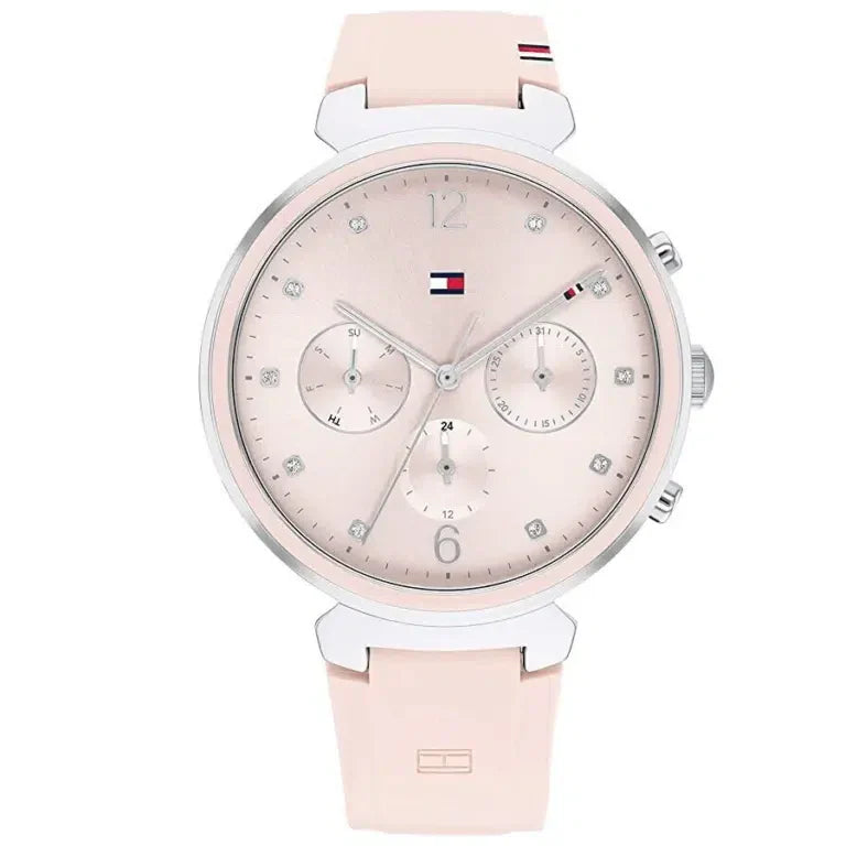 Tommy Hilfiger Lori 1782343 Women's Silver Case Pink Dial Pink Rubber Watch