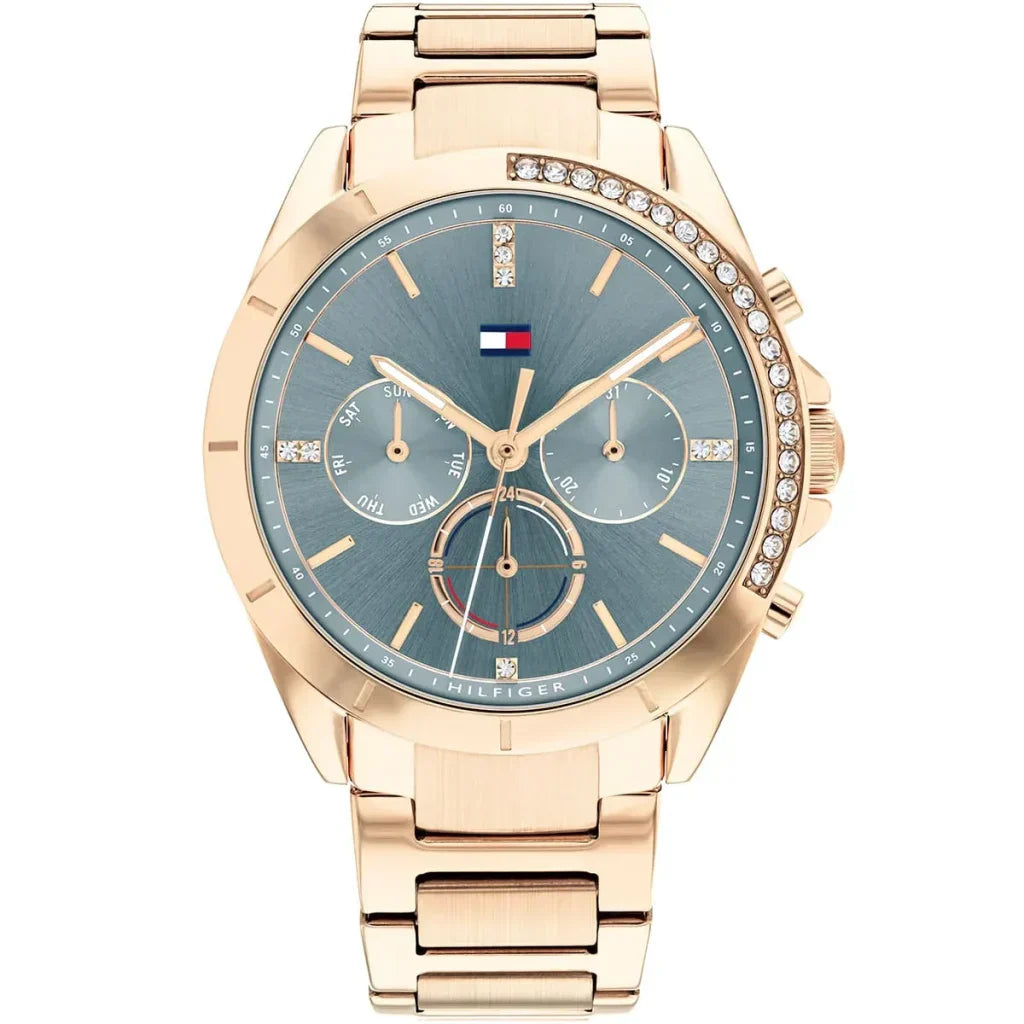 Tommy Hilfiger Kennedy 1782386 Women's Rose Gold Steel Watch with Blue Dial