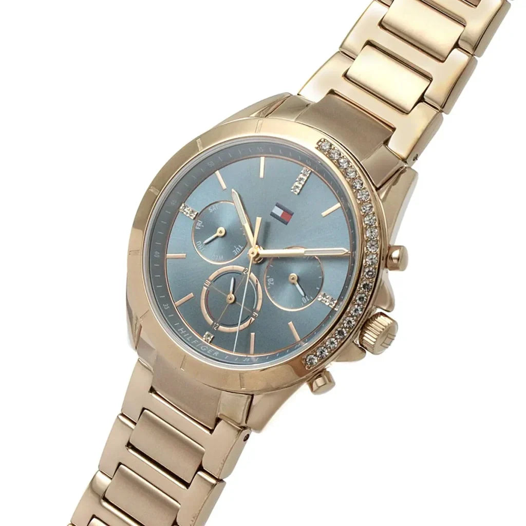 Tommy Hilfiger Kennedy 1782386 Women's Rose Gold Steel Watch with Blue Dial