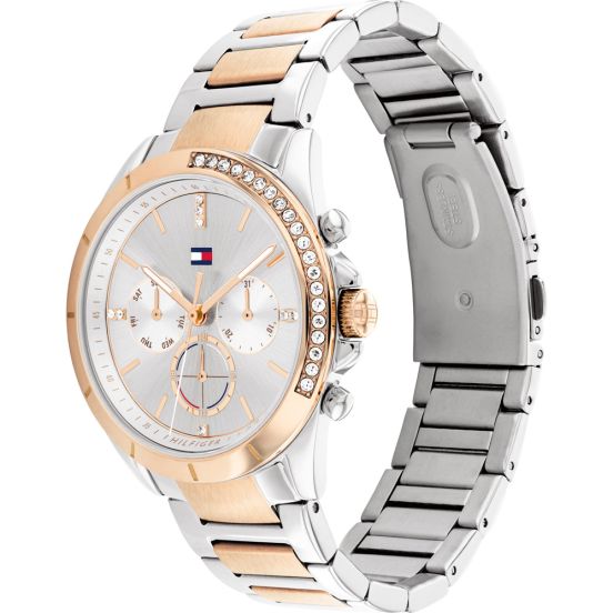 Tommy Hilfiger Kennedy 1782387 Two-Tone Silver & Rose Gold Crystal Bezel Women's Watch