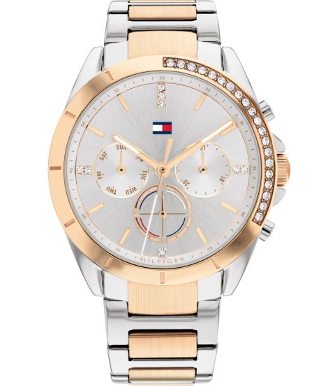 Tommy Hilfiger Kennedy 1782387 Two-Tone Silver & Rose Gold Crystal Bezel Women's Watch