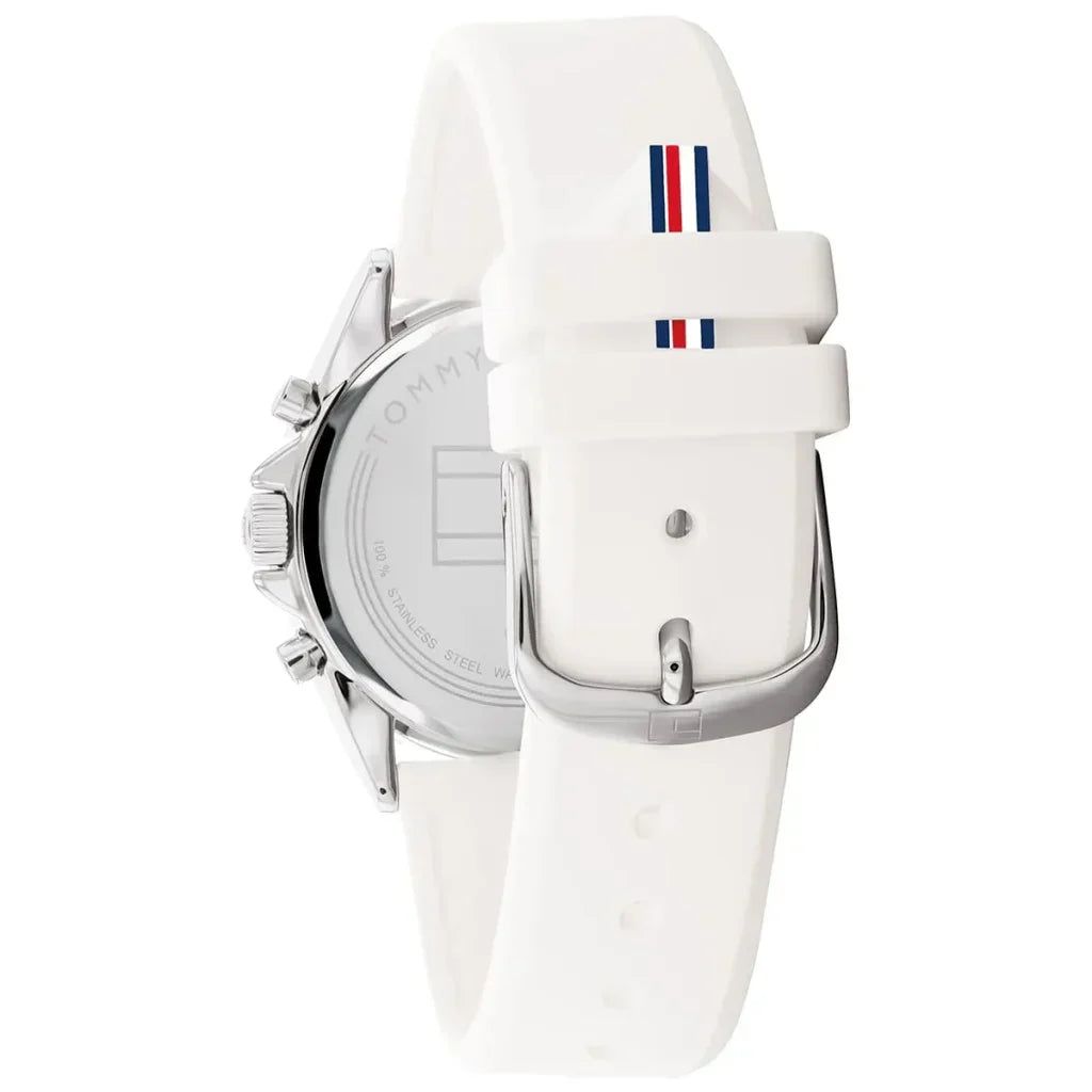 Tommy Hilfiger Kennedy 1782388 Women's Silver & Gold Case White Rubber Watch
