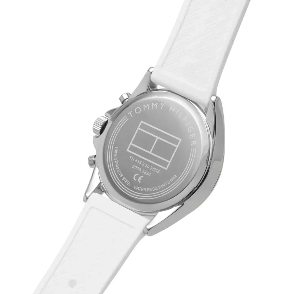 Tommy Hilfiger Kennedy 1782388 Women's Silver & Gold Case White Rubber Watch