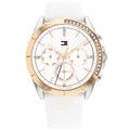 Tommy Hilfiger Kennedy 1782388 Women's Silver & Gold Case White Rubber Watch