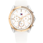 Tommy Hilfiger Kennedy 1782388 Women's Silver & Gold Case White Rubber Watch