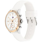 Tommy Hilfiger Kennedy 1782388 Women's Silver & Gold Case White Rubber Watch