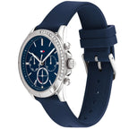 Tommy Hilfiger Kennedy 1782389 Silver Crystal Case Navy Blue Rubber Women's Watch