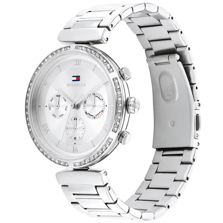Tommy Hilfiger Luna 1782393 Silver Case Silver Dial Crystal Bezel Women's Watch