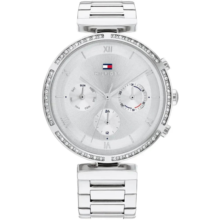 Tommy Hilfiger Luna 1782393 Silver Case Silver Dial Crystal Bezel Women's Watch