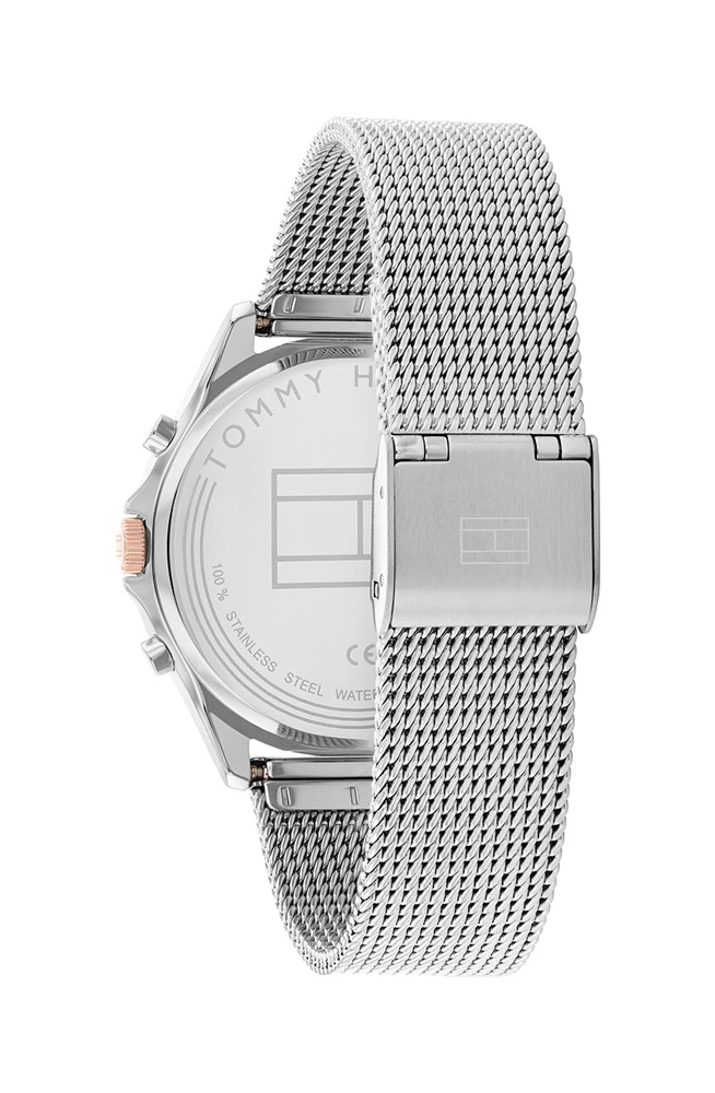 Tommy Hilfiger Quinn 1782416 Silver Mesh Rose Gold Bezel Women's Watch