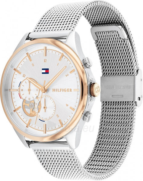 Tommy Hilfiger Quinn 1782416 Silver Mesh Rose Gold Bezel Women's Watch