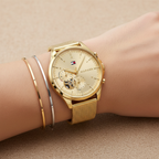 Tommy Hilfiger Lori 1782417 Multi-Function Champagne Dial Women's Mesh Watch