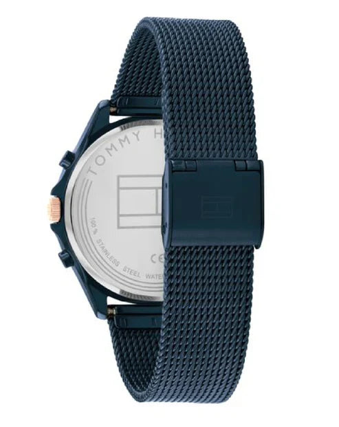 Tommy Hilfiger Quinn 1782418 Full Navy Blue Semi-Skeleton Mesh Women's Watch