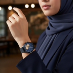 Tommy Hilfiger Quinn 1782418 Full Navy Blue Semi-Skeleton Mesh Women's Watch
