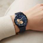 Tommy Hilfiger Quinn 1782418 Full Navy Blue Semi-Skeleton Mesh Women's Watch