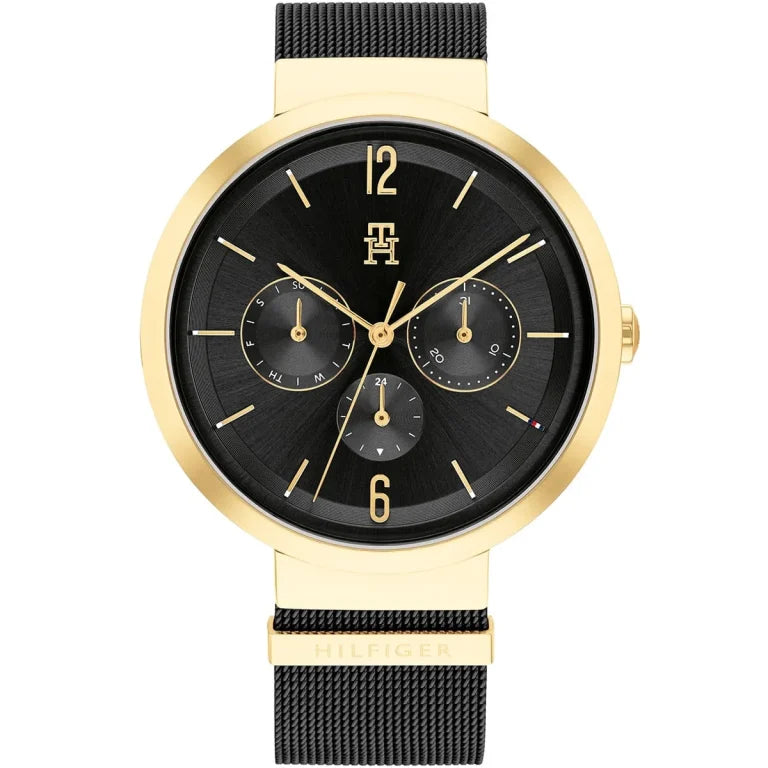 Tommy Hilfiger Lidia 1782540 Gold Case Black Dial Black Mesh Women's Watch