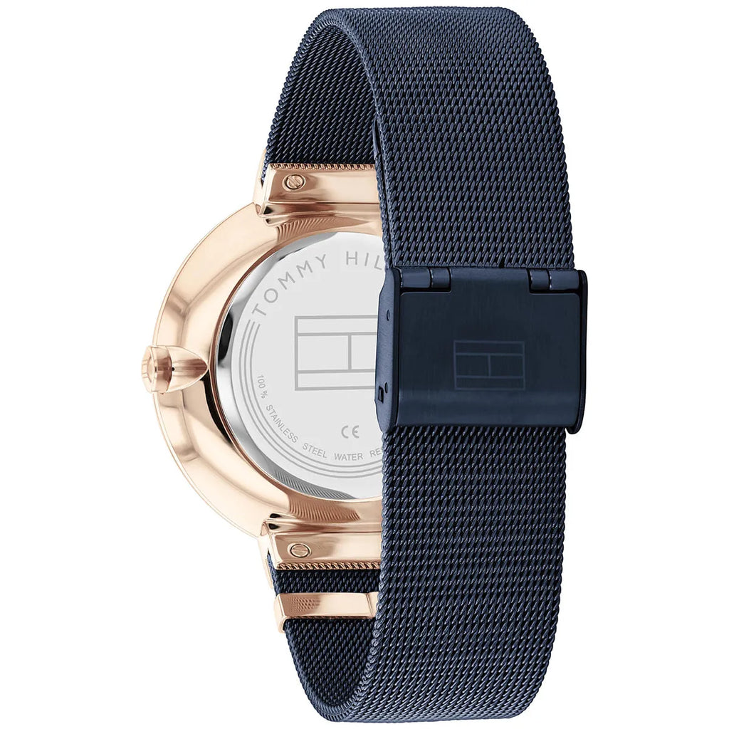 Tommy Hilfiger Lidia 1782541 Rose Gold Case Blue Dial Blue Mesh Women's Watch