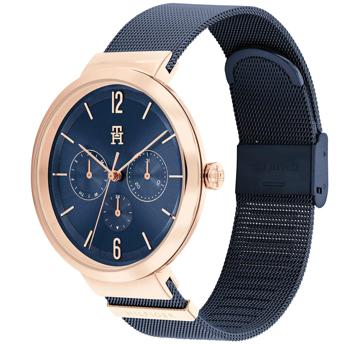 Tommy Hilfiger Lidia 1782541 Rose Gold Case Blue Dial Blue Mesh Women's Watch