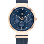Tommy Hilfiger Lidia 1782541 Rose Gold Case Blue Dial Blue Mesh Women's Watch