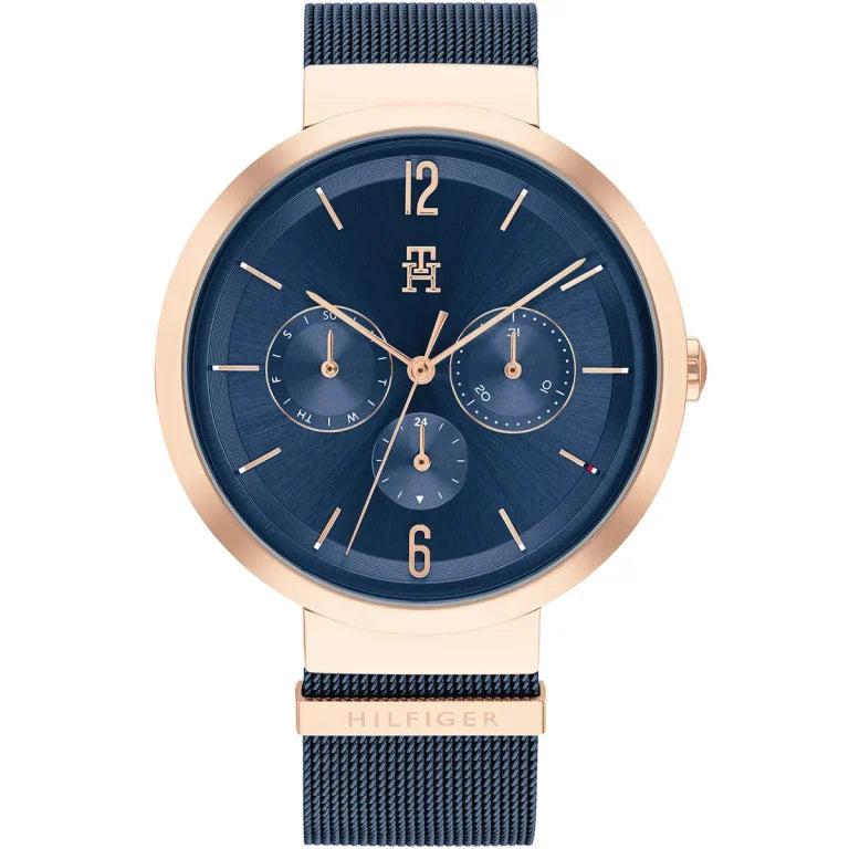 Tommy Hilfiger Lidia 1782541 Rose Gold Case Blue Dial Blue Mesh Women's Watch