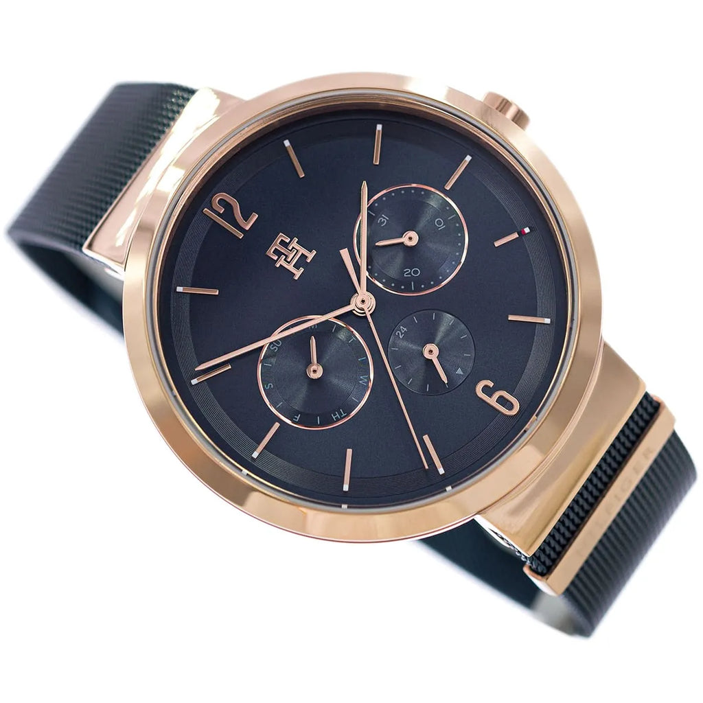 Tommy Hilfiger Lidia 1782541 Rose Gold Case Blue Dial Blue Mesh Women's Watch