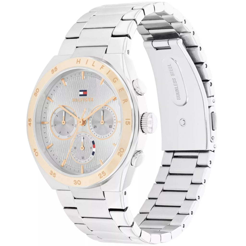 Tommy Hilfiger Tea 1782573 Two-Tone Silver & Rose Gold Wavy Dial Women's Watch
