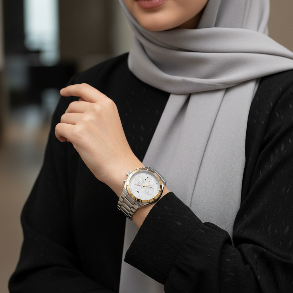 Tommy Hilfiger Tea 1782573 Two-Tone Silver & Rose Gold Wavy Dial Women's Watch