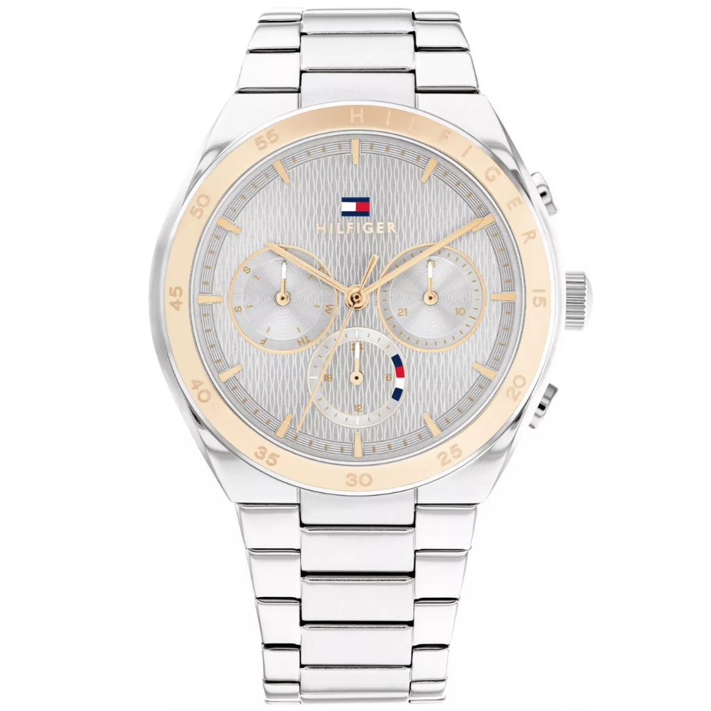 Tommy Hilfiger Tea 1782573 Two-Tone Silver & Rose Gold Wavy Dial Women's Watch
