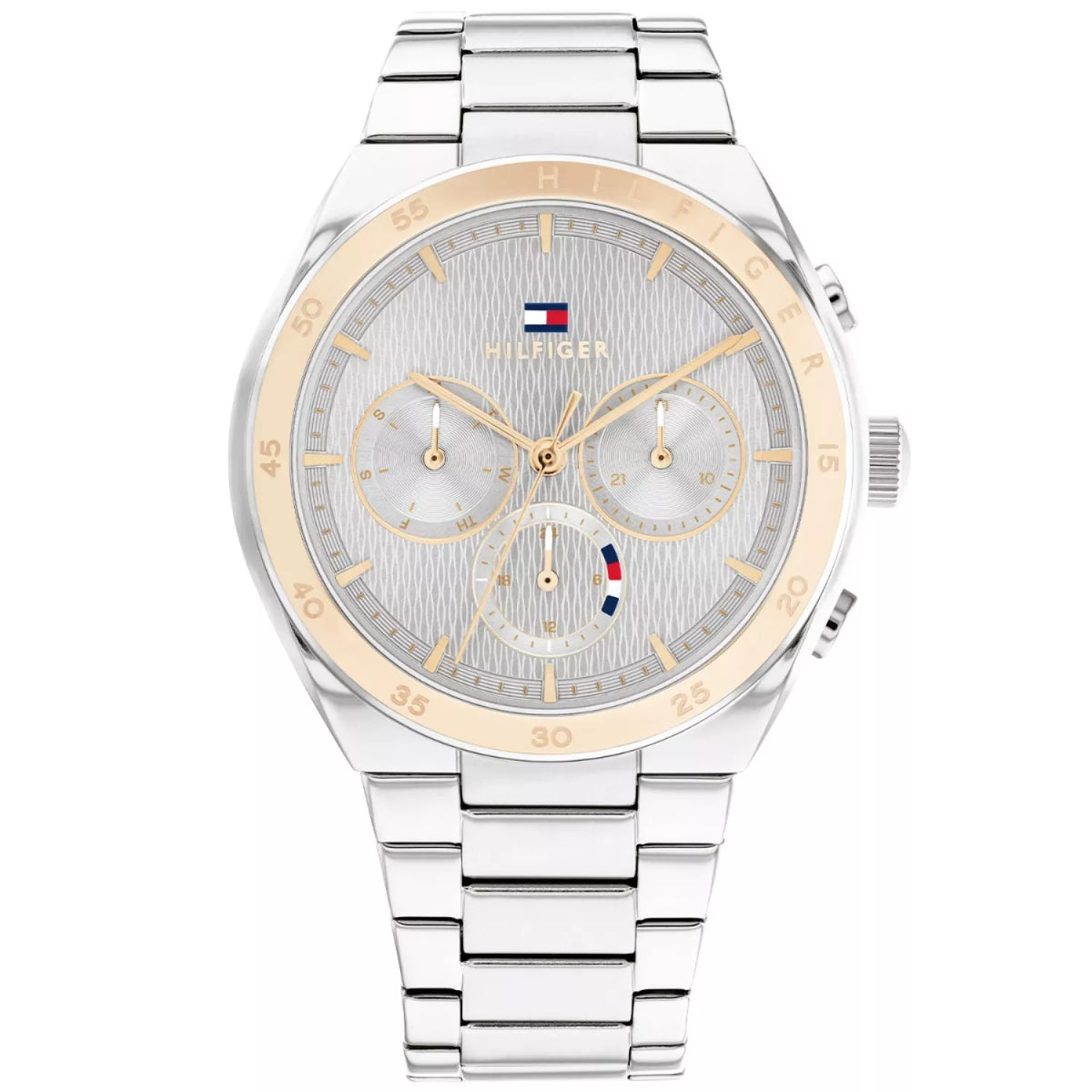 Tommy Hilfiger Tea 1782573 Two-Tone Silver & Rose Gold Wavy Dial Women's Watch