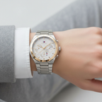 Tommy Hilfiger Tea 1782573 Two-Tone Silver & Rose Gold Wavy Dial Women's Watch