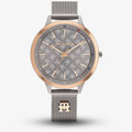 Tommy Hilfiger Tea 1782587 Gunmetal Mesh Rose Gold Bezel Women's Watch