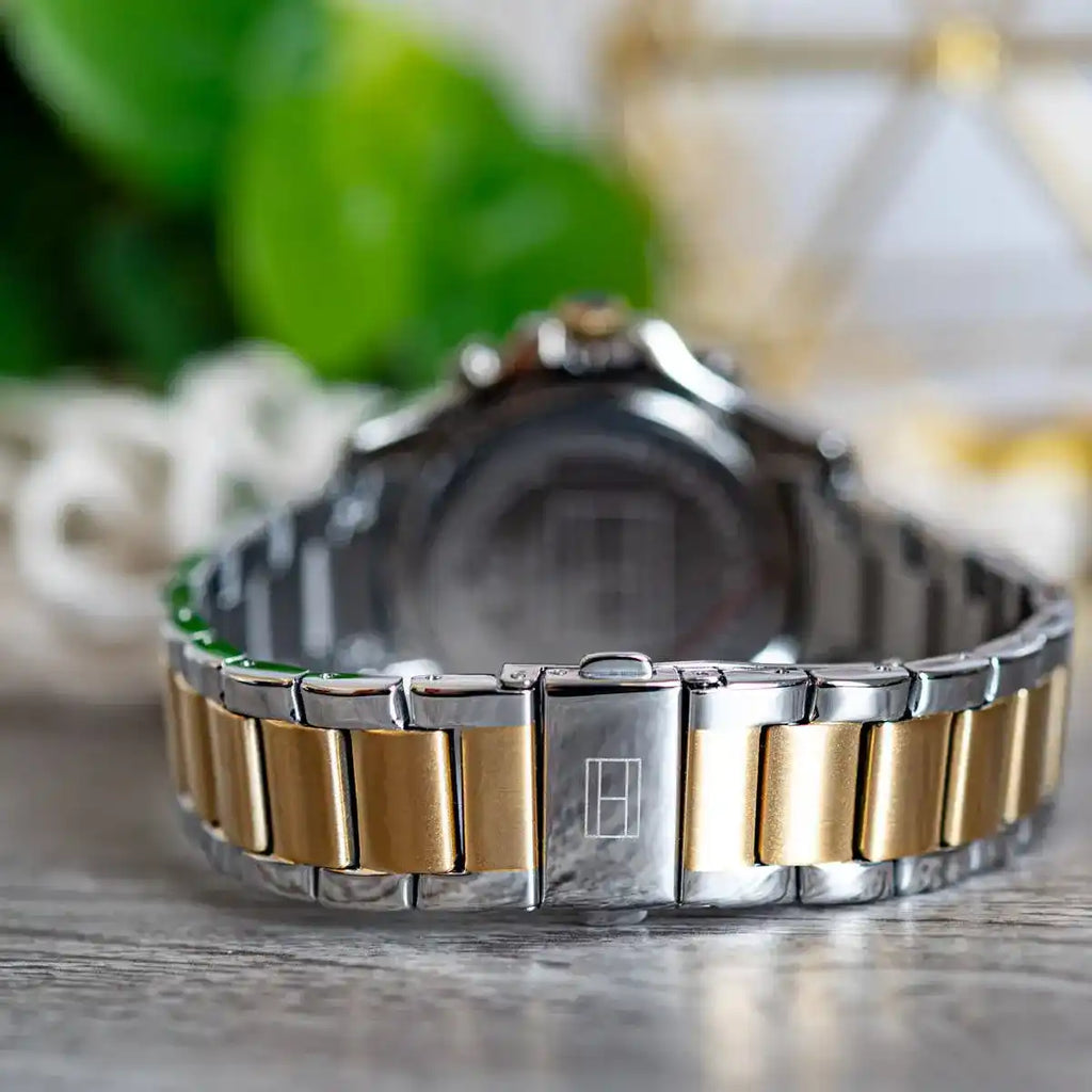 Tommy Hilfiger Brooklyn 1782615 Two-Tone Silver & Gold Crystal Bezel Women's Watch