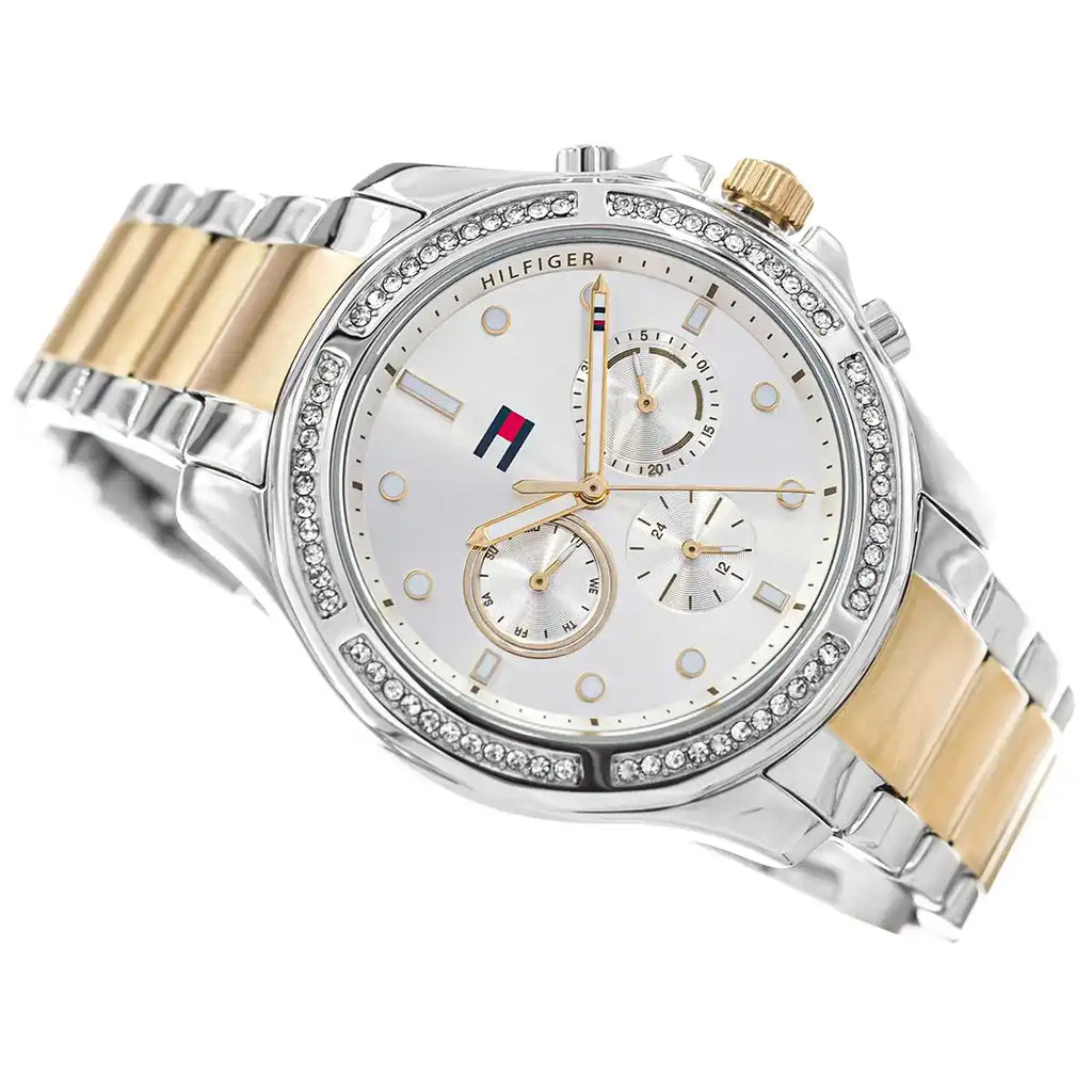 Tommy Hilfiger Brooklyn 1782615 Two-Tone Silver & Gold Crystal Bezel Women's Watch