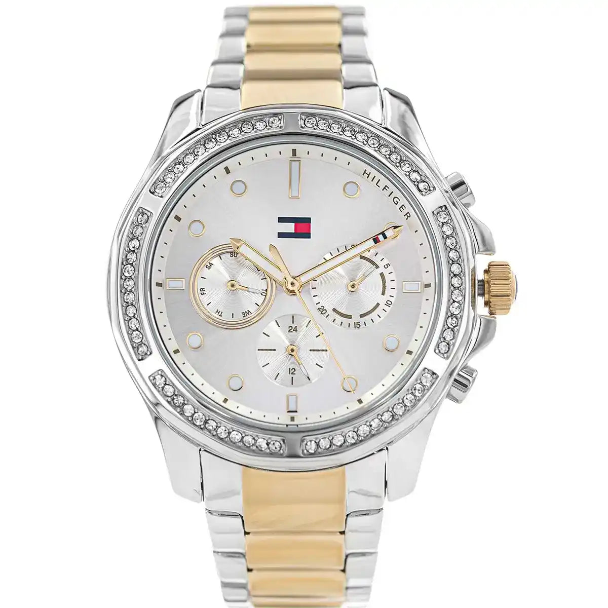 Tommy Hilfiger Brooklyn 1782615 Two-Tone Silver & Gold Crystal Bezel Women's Watch