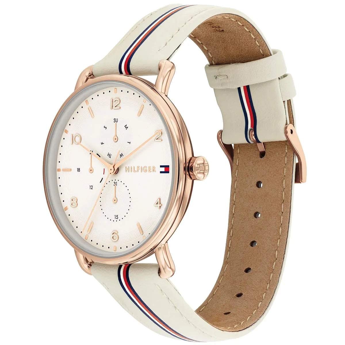 Tommy Hilfiger Lily 1782659 Rose Gold Case Beige Leather Strap Women's Watch