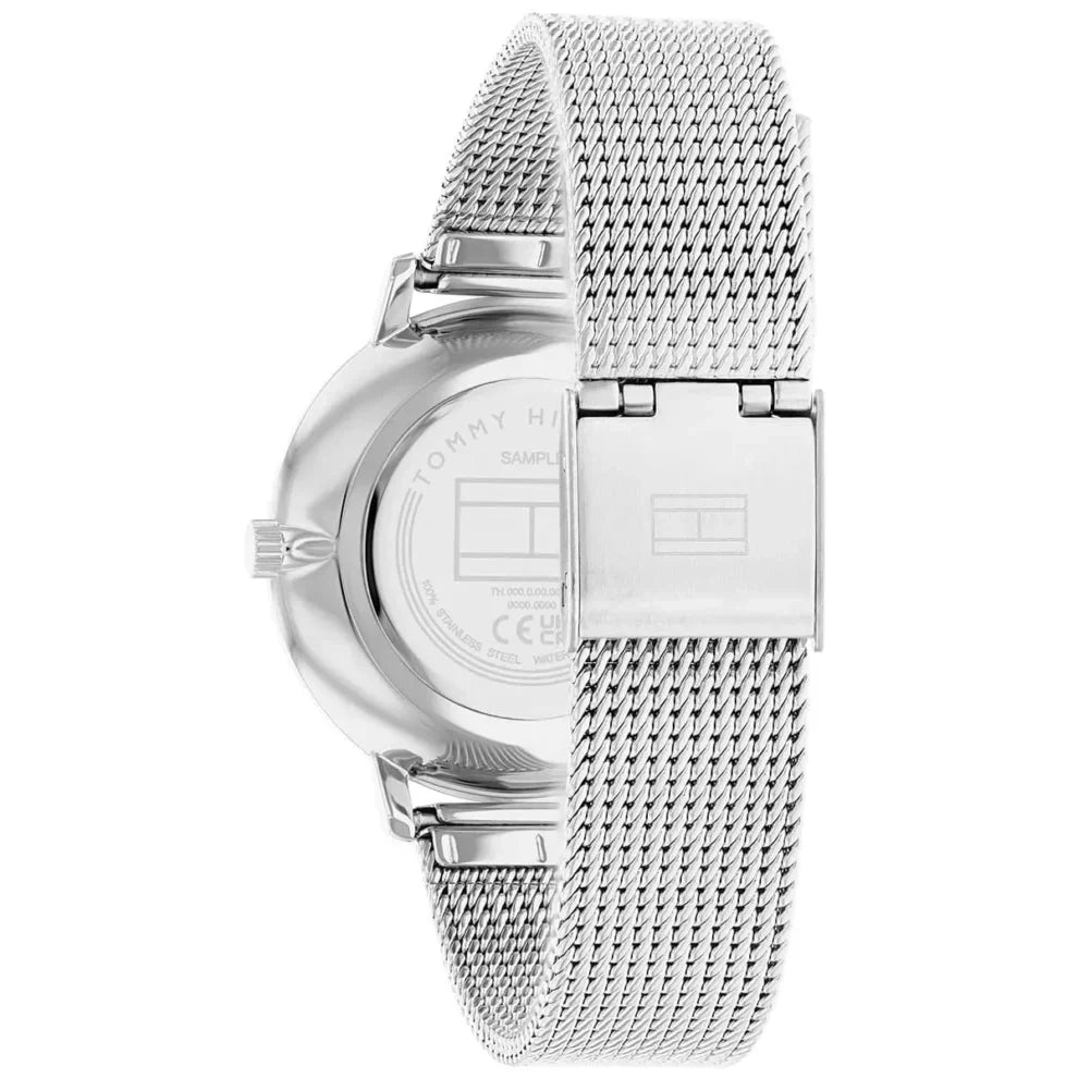 Tommy Hilfiger Pippa 1782667 Silver Mesh White Dial Gold Bezel Women's Watch