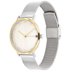 Tommy Hilfiger Pippa 1782667 Silver Mesh White Dial Gold Bezel Women's Watch