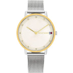 Tommy Hilfiger Pippa 1782667 Silver Mesh White Dial Gold Bezel Women's Watch