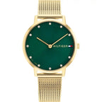 Tommy Hilfiger Pippa 1782668 Gold Case Green Dial Mesh Women's Watch