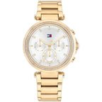 Tommy Hilfiger Emily 1782703 Gold Case Silver Dial Crystal Bezel Women's Watch