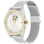 Tommy Hilfiger Monica 1782713 Silver Mesh Skeleton Dial Fluted Bezel Women's Watch