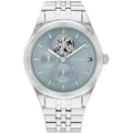 Tommy Hilfiger Monica 1782714 Silver Case Light Blue Skeleton Dial Women's Watch